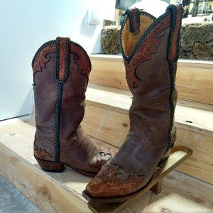 Old Gringo tooled cowboy boots 8D Mens or 9 1/2 Womens